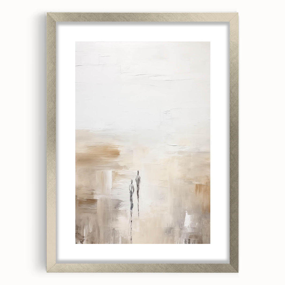 Abstract minimalist wall art collection framed with a silver mat, showcasing a modern design that enhances contemporary home decor. Perfect for living spaces and art enthusiasts.