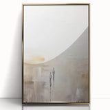 Framed abstract minimalist wall art featuring a gold-acrylic design, showcasing elegant lines and shapes against a neutral background, perfect for modern decor.