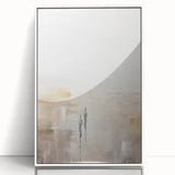 Framed acrylic wall art showcasing an abstract minimalist design in soft pastel colors, perfect for modern home decor. The artwork features a sleek white frame, enhancing its elegant appeal for contemporary interiors.