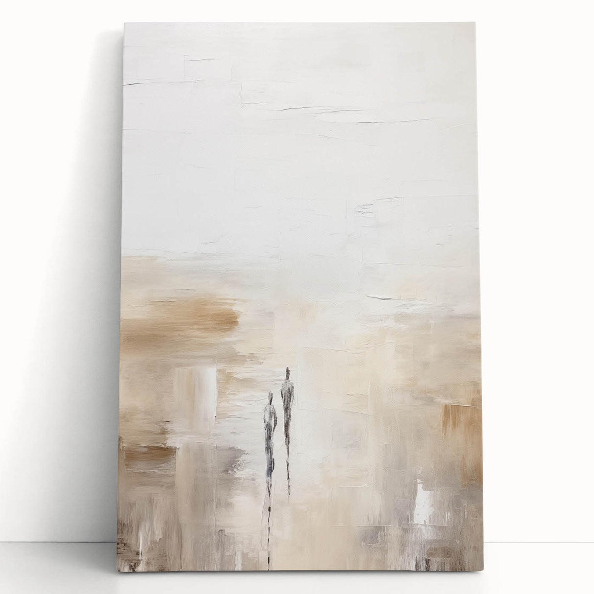 Abstract minimalist wall art featuring soft pastel colors and geometric shapes, elegantly displayed on a white wall, ideal for modern home decor.