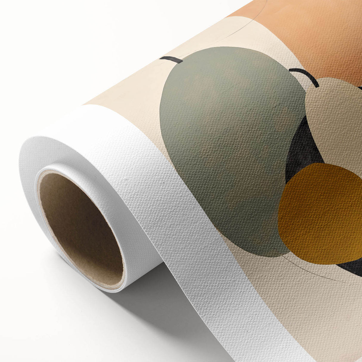 Abstract minimalist wall art design featuring soft pastel colors and geometric shapes, printed on rolled canvas, ideal for modern decor.
