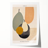 Abstract minimalist design wall art collection showcasing soft pastel hues and geometric shapes, rolled and packaged in a durable cardboard tube for easy transport.