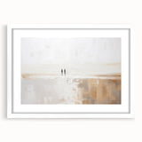 Minimalist abstract wall art design showcased in a white frame with matting, highlighting geometric patterns and soft color palette, perfect for modern decor.