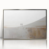 Framed wall art showcasing an abstract minimalist design with silver accents, perfect for modern decor. Ideal addition to living spaces for a contemporary aesthetic.