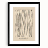 Minimalist abstract wall art collection framed in sleek black, showcasing geometric patterns and soft color tones, ideal for modern home decor.