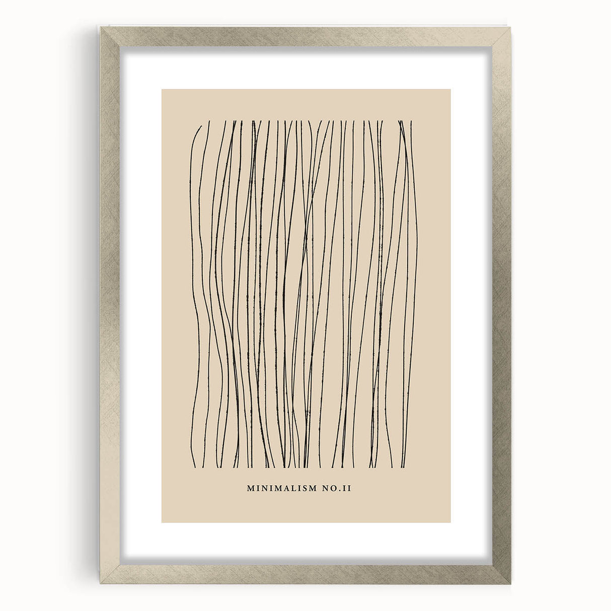 Abstract minimalist wall art collection framed in silver, showcasing geometric patterns and soft color tones, perfect for modern home decor.