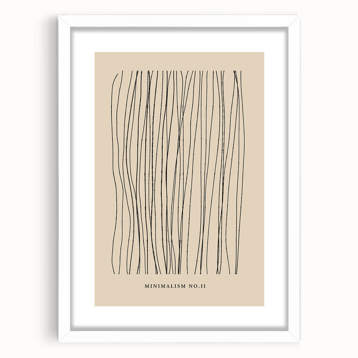 Abstract minimalist wall art collection framed in white with a mat, showcasing geometric shapes and soft colors, ideal for modern home decor.