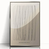 Framed acrylic wall art featuring an abstract minimalist design with silver accents, showcasing a contemporary aesthetic perfect for modern decor.
