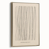 Framed canvas artwork showcasing an abstract minimalist design with gold accents, set against a clean background, perfect for modern interior decor.