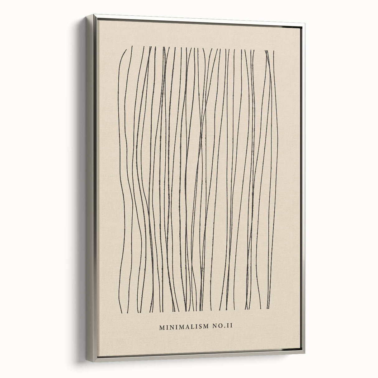 Framed abstract minimalist wall art collection with a silver side view, showcasing modern design and clean lines, perfect for contemporary home decor.