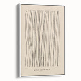 Framed minimalist wall art design showcasing abstract patterns in soft white tones, viewed from the side, ideal for modern home decor and stylish interiors.