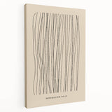 Stretched canvas showcasing an abstract minimalist design with soft earth tones, framed to enhance modern decor, highlighting sleek lines and artistic flair.