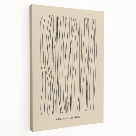 Stretched canvas showcasing an abstract minimalist design with soft earth tones, framed to enhance modern decor, highlighting sleek lines and artistic flair.