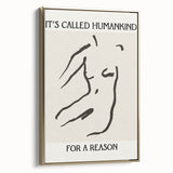 Framed canvas wall art featuring an abstract minimalist design with gold accents, showcasing a sleek side view. Perfect for modern home decor.