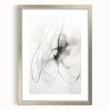 Abstract minimalist wall art collection featuring a silver frame with mat, showcasing a modern design ideal for contemporary home decor. The front view highlights the sleek lines and subtle color palette, perfect for enhancing any interior space.