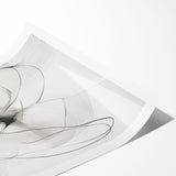 Abstract minimalist wall art print showcasing soft pastel colors and geometric shapes, rolled and ready for display, emphasizing modern decor aesthetics.