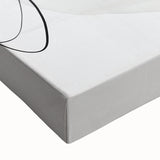 Close-up of an abstract minimalist wall art design on stretched canvas, showcasing soft pastel colors and geometric shapes, perfect for modern decor.