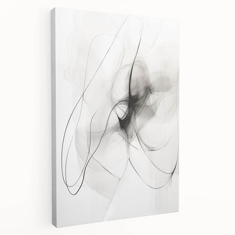 Abstract minimalist wall art collection featuring vibrant colors and geometric shapes on stretched canvas, showcasing a side view with a smooth finish, ideal for modern home decor.