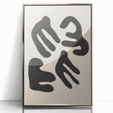 Framed abstract minimalist wall art collection showcasing a silver-acrylic design with sleek lines, perfect for modern home decor.