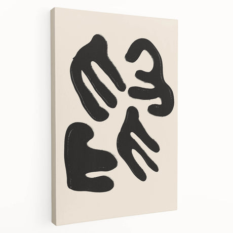 Stretched canvas wall art featuring an abstract minimalist design in soft pastel colors, showcasing elegant curves and geometric shapes, perfect for modern decor.