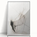 Framed abstract minimalist wall art design featuring a white acrylic finish, elegantly displayed in a contemporary setting, perfect for modern home decor.