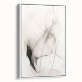 Framed wall art showcasing an abstract minimalist design, featuring soft white tones and clean lines, ideal for modern home decor. Perfect for enhancing contemporary living spaces.