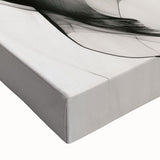 Close-up of a stretched canvas featuring an abstract minimalist design in soft pastel colors, highlighting intricate textures and patterns, perfect for modern home decor.