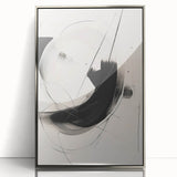 Framed abstract minimalist wall art design showcasing soft silver tones, elegantly displayed in a sleek acrylic frame, ideal for modern home decor.