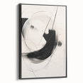 Framed abstract minimalist wall art design showcasing a sleek black canvas with a modern aesthetic, perfect for contemporary home decor, side view highlighted.