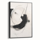 Framed abstract minimalist wall art design showcasing a sleek black canvas with a modern aesthetic, perfect for contemporary home decor, side view highlighted.