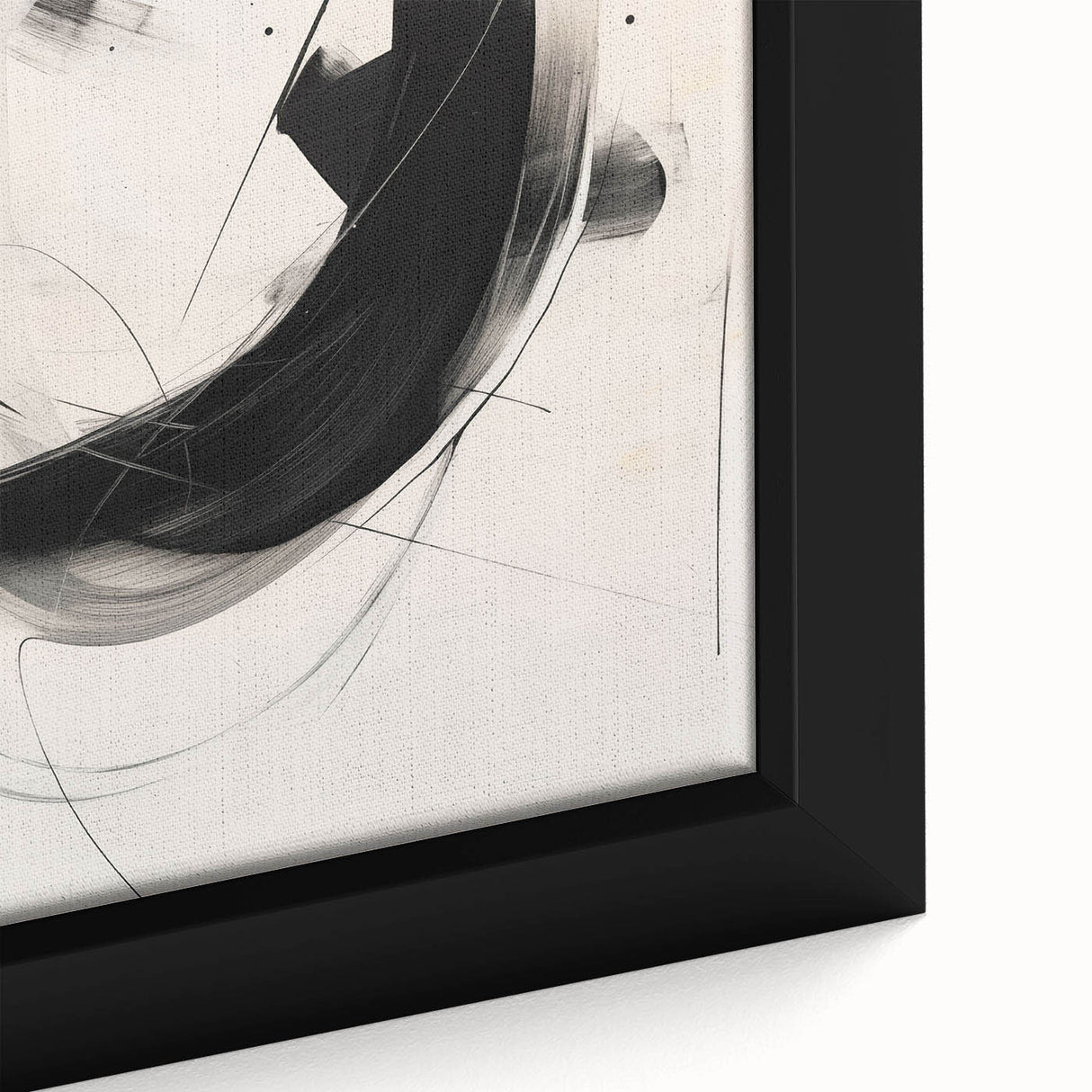 Framed close-up of an abstract minimalist wall art design, showcasing geometric shapes in soft earth tones, perfect for modern home decor.