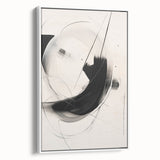 Framed canvas wall art featuring an abstract minimalist design with soft white tones and subtle textures, showcasing a modern aesthetic ideal for contemporary decor.