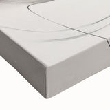 Close-up of a stretched canvas showcasing an abstract minimalist wall art design with soft pastel colors, perfect for modern home decor.