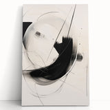 Abstract minimalist wall art design featuring soft neutral tones and geometric shapes, displayed on stretched canvas, creating a modern aesthetic for home decor.