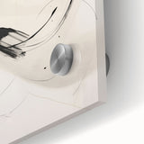 Close-up of an abstract minimalist wall art design featuring a blend of soft pastel colors and geometric shapes, ideal for modern home decor.