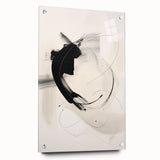 Abstract minimalist wall art collection displayed in a side view, showcasing acrylic glass framing with visible mounting pins. The artwork features soft colors and geometric patterns, ideal for modern decor.