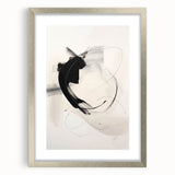 Abstract minimalist design wall art collection featuring a silver frame with a mat, showcasing a modern aesthetic suitable for contemporary decor. The piece highlights soft tones and geometric shapes, perfect for enhancing living spaces or office environments.