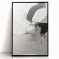 Framed abstract minimalist wall art featuring a black design against a white background, perfect for modern home decor, enhancing any living space with elegance.