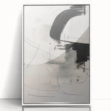 Framed acrylic wall art in minimalist design, showcasing an abstract composition with soft colors and geometric shapes, ideal for modern home decor.