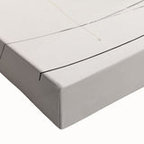 Close-up view of an abstract minimalist wall art piece on stretched canvas, showcasing soft pastel colors and geometric patterns, perfect for modern decor.