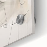 Close-up of an abstract minimalist wall art piece, showcasing vibrant colors and fluid shapes on acrylic glass, perfect for modern home decor.