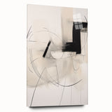 Abstract minimalist wall art collection displayed in a side view, showcasing an acrylic glass frame. The artwork features soft, muted colors and geometric shapes, perfect for modern interior decor.