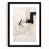 Abstract minimalist wall art collection featuring a black frame with a mat, showcasing a modern design perfect for contemporary interiors. Ideal for enhancing living spaces and adding a touch of elegance.