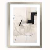 Abstract minimalist wall art collection in a sleek silver frame with a mat, showcasing a modern design that enhances any interior decor. Ideal for contemporary spaces.