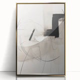 Framed abstract minimalist wall art design showcasing elegant gold accents and a sleek acrylic finish, perfect for modern home decor. The piece adds a touch of sophistication to any interior setting.