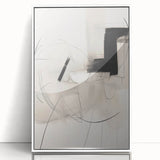 Framed abstract minimalist wall art design featuring soft pastel colors and geometric shapes, displayed on a white background, perfect for modern home decor.