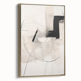 Framed wall art featuring an abstract minimalist design with gold tones and a sleek side view, perfect for modern home decor and artistic accents.