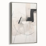 Framed abstract minimalist wall art design showcasing a silver side view with clean lines and soft color palette, ideal for modern decor.