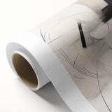 Abstract minimalist wall art design showcasing vibrant colors and geometric shapes on rolled canvas, ideal for modern home decor or office settings.