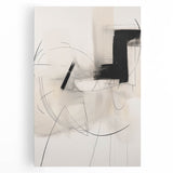 Abstract minimalist wall art collection on stretched canvas, showcasing vibrant geometric shapes and soft pastel colors, perfect for modern home decor.